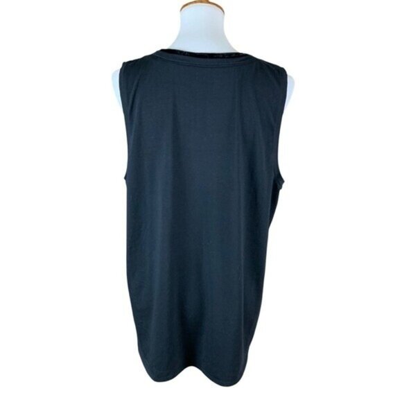 J Jill Black Stretch Velvet Trim Tank Top XL Sleeveless Soft Cotton Modal Blend - Picture 3 of 5